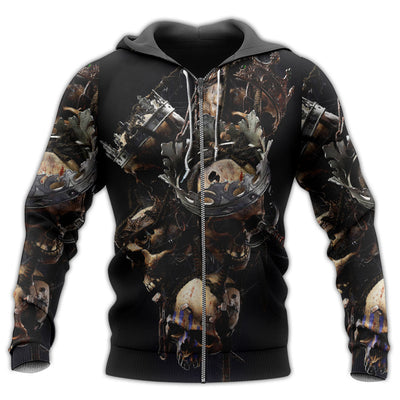 Zip Hoodie / S Skull Only In Their Death Can A King Live Forever - Hoodie - Owls Matrix LTD