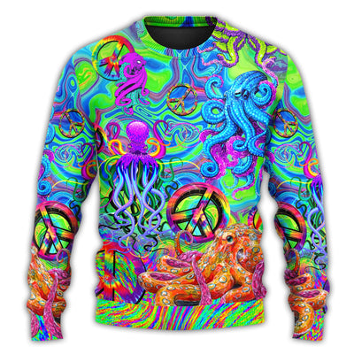 Hippie Funny Octopus Colorful Tie Dye - Sweater - Ugly Christmas Sweaters - Owls Matrix LTD