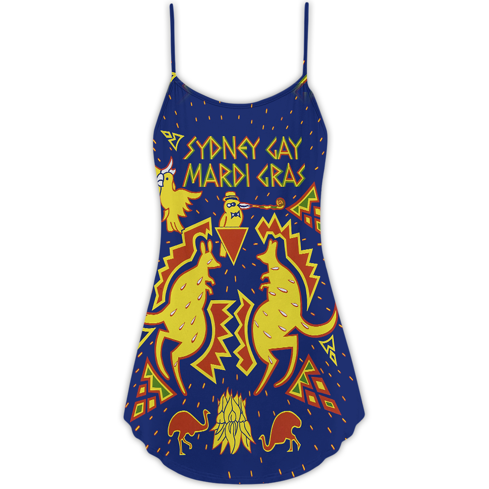 Sydney Mardi Gras Kangaroo Koala Art - V-neck Sleeveless Cami Dress - Owls Matrix LTD