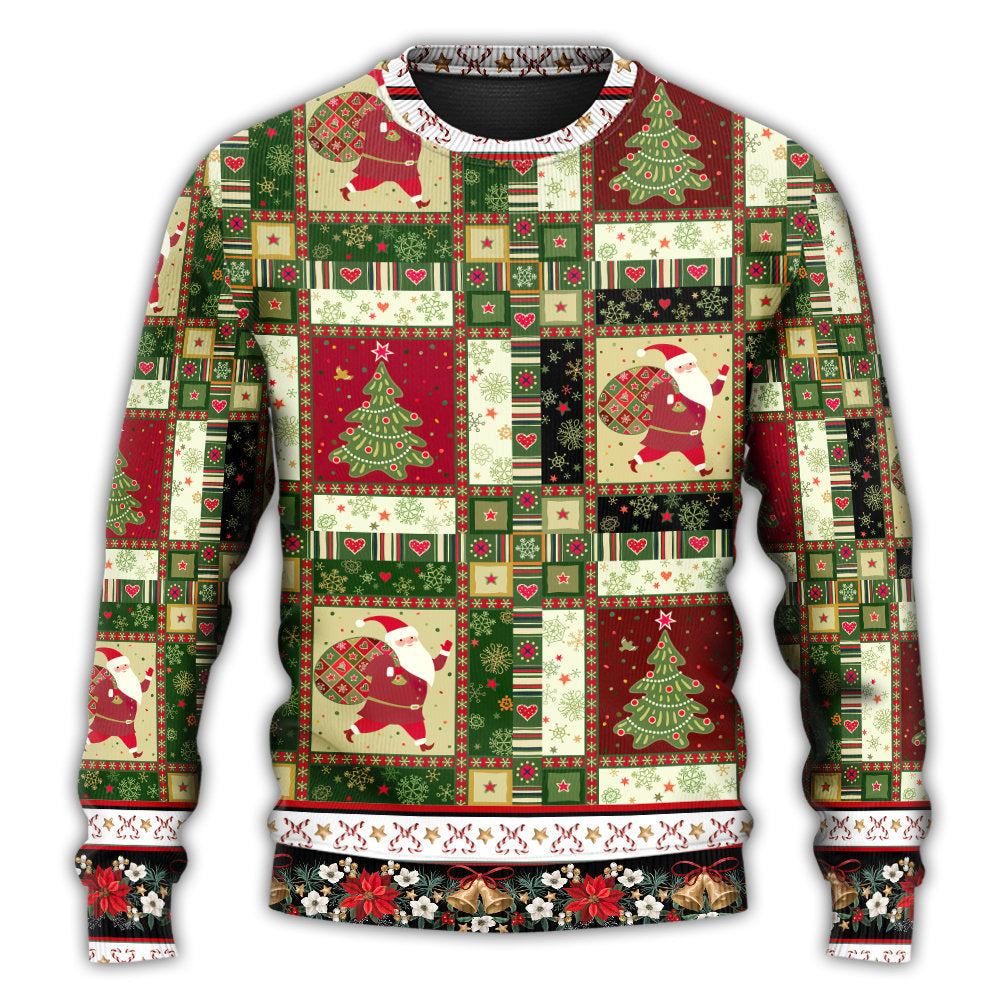 Christmas Sweater / S Christmas Santa And Fir-tree - Sweater - Ugly Christmas Sweaters - Owls Matrix LTD