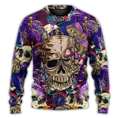 Christmas Sweater / S Mushroom Crazy Bright Magic Psychedelic Skull - Sweater - Ugly Christmas Sweaters - Owls Matrix LTD