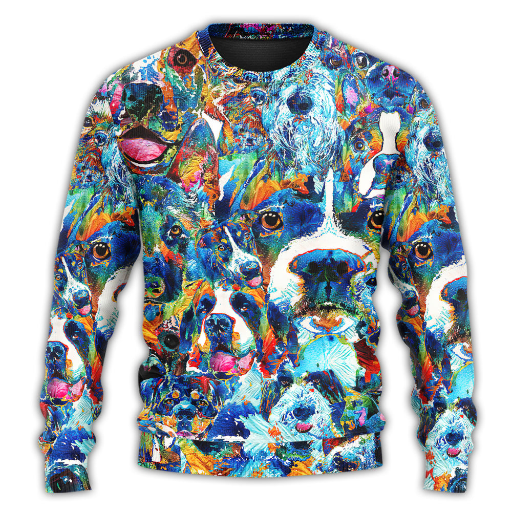 Christmas Sweater / S Dog Lover Delight Art Style - Sweater - Ugly Christmas Sweaters - Owls Matrix LTD