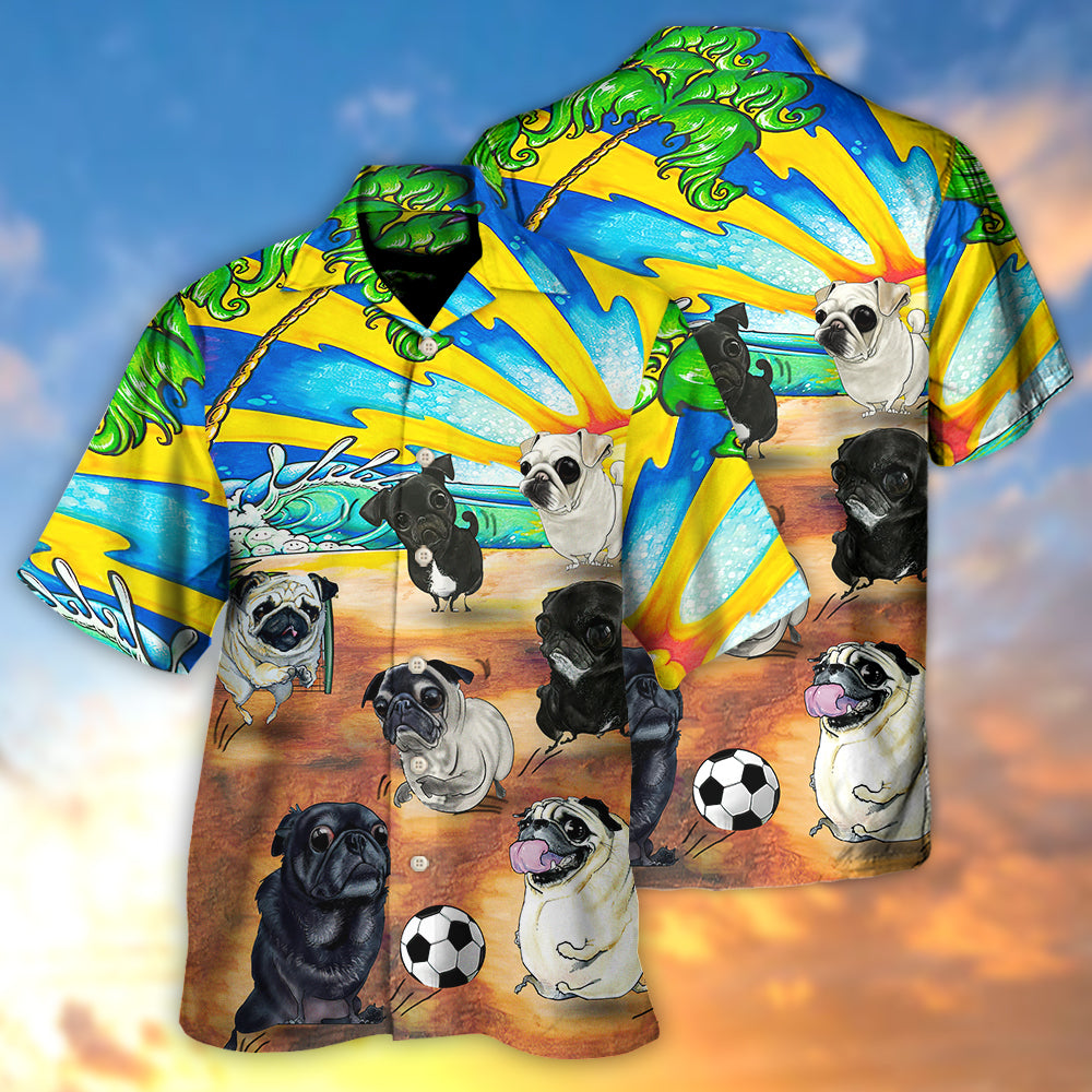 Soccer Beach Sports Pug Dog Beach - Hawaiian Shirt - Owls Matrix LTD