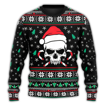 Christmas Sweater / S Christmas Skull Wearing Santa Claus Hat And Sweat Candy - Sweater - Ugly Christmas Sweaters - Owls Matrix LTD