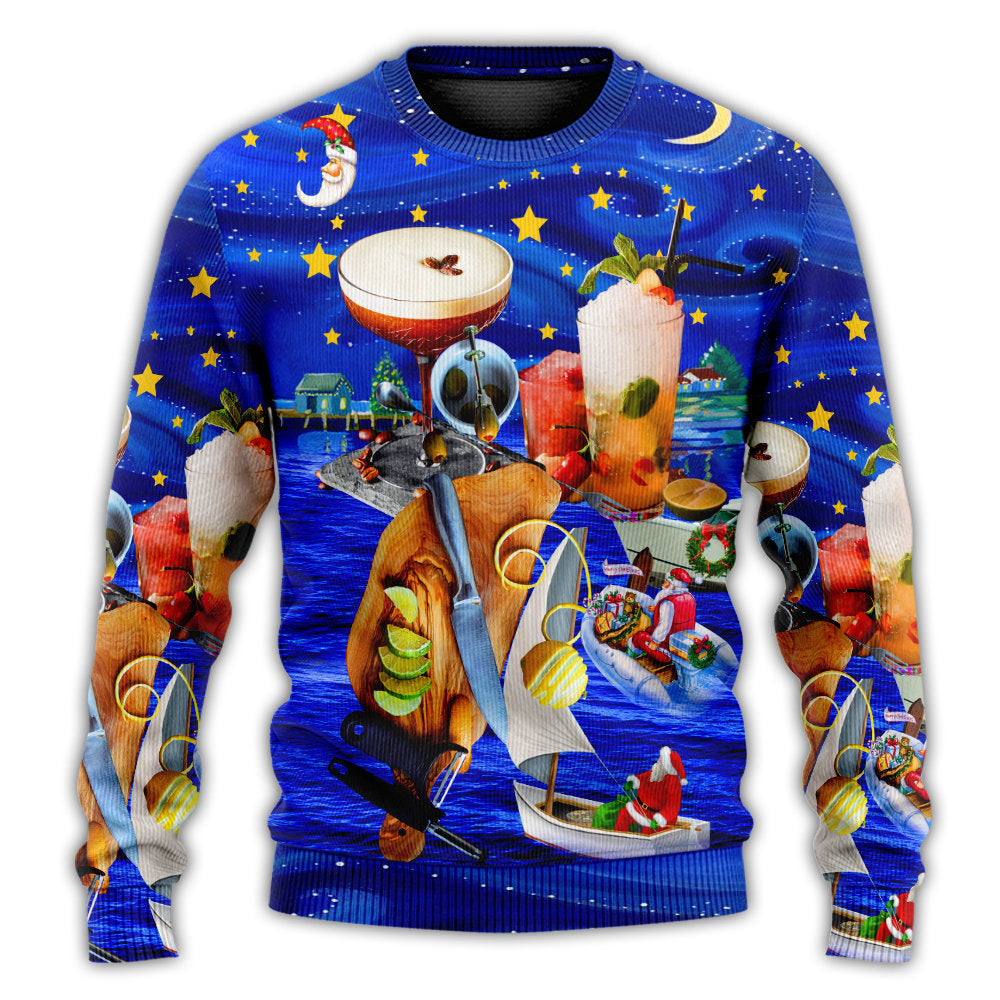 Christmas Sweater / S Cocktail Christmas Merry Christmas - Sweater - Ugly Christmas Sweaters - Owls Matrix LTD