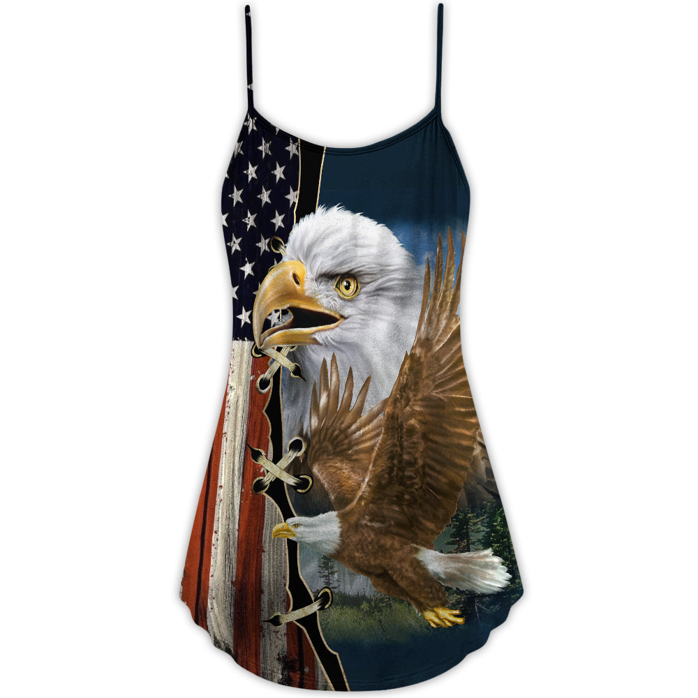America Eagle Wildlife Faith - V-neck Sleeveless Cami Dress - Owls Matrix LTD