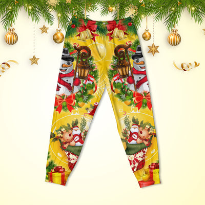Christmas Funny Snowman Happy Christmas Tree Yellow Light - Pajamas Long Sleeve - Owls Matrix LTD