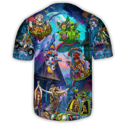 Hippie Alien Skull Mushroom Peace Life Color - Baseball Jersey - Owls Matrix LTD