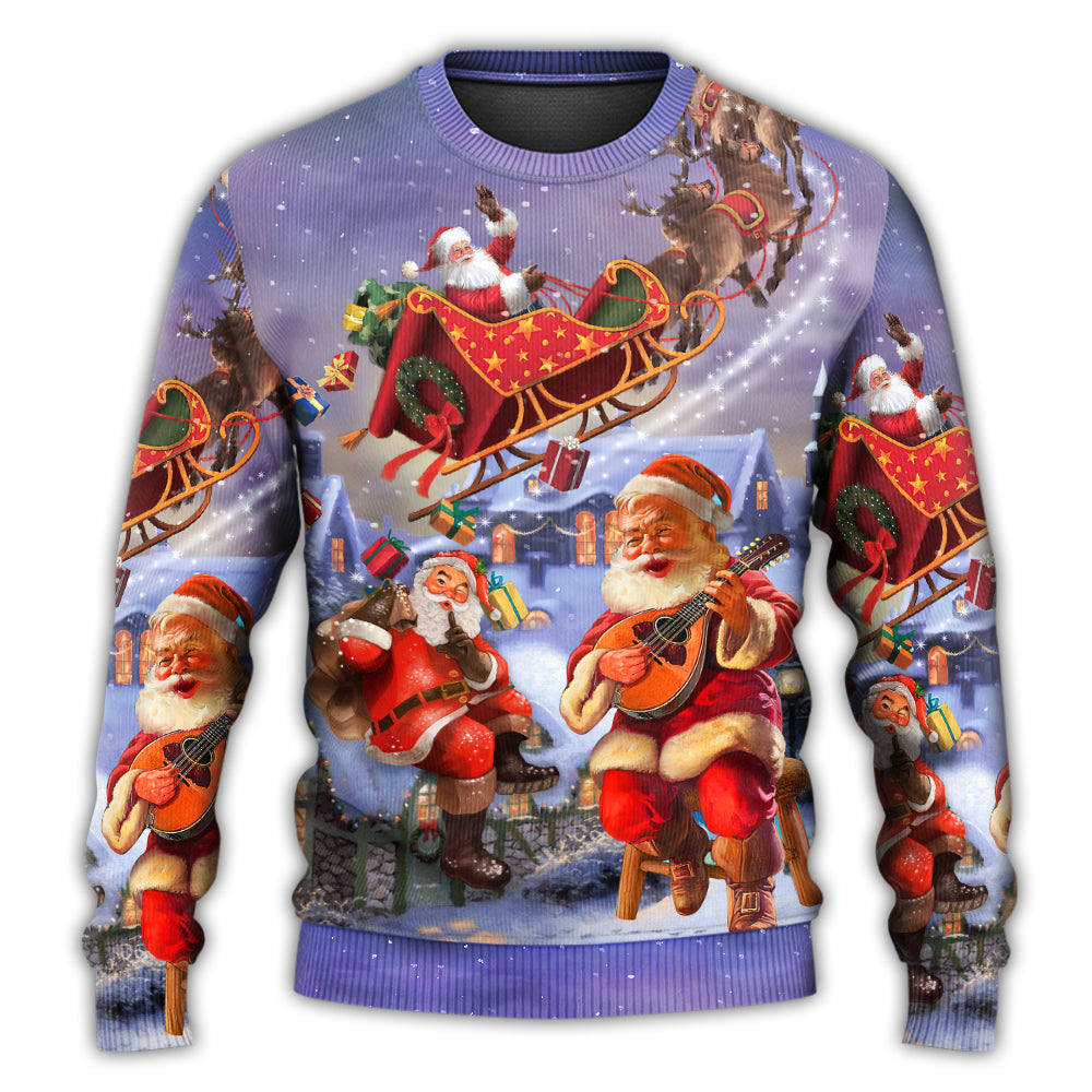 Christmas Sweater / S Christmas Santa Claus Funny Art Style - Sweater - Ugly Christmas Sweaters - Owls Matrix LTD