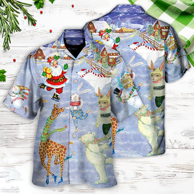 Christmas Holiday Ice Skating Party Animal - Hawaiian Shirt - Owls Matrix LTD