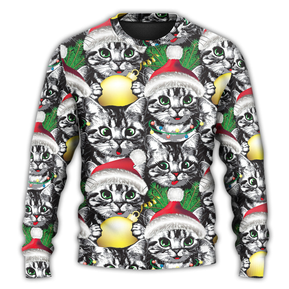 Christmas Sweater / S Christmas Meowy Xmas Cat Lover - Sweater - Ugly Christmas Sweaters - Owls Matrix LTD