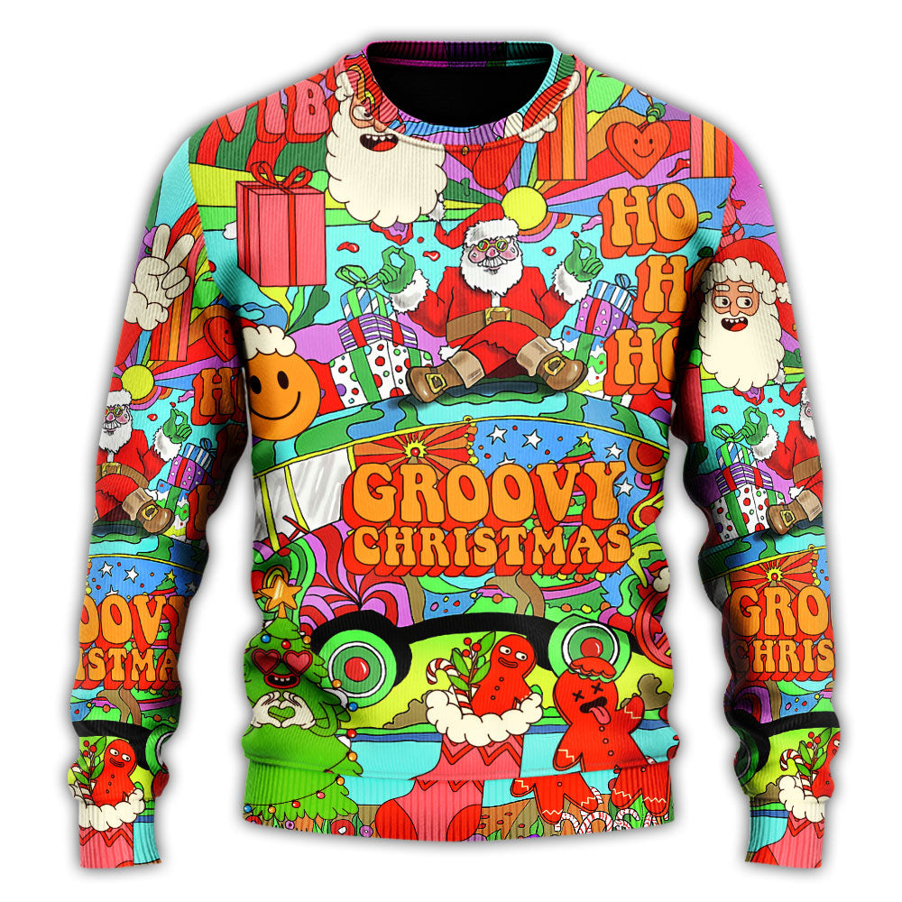 Christmas Sweater / S Christmas Hippie Santa Bus Peace - Sweater - Ugly Christmas Sweaters - Owls Matrix LTD