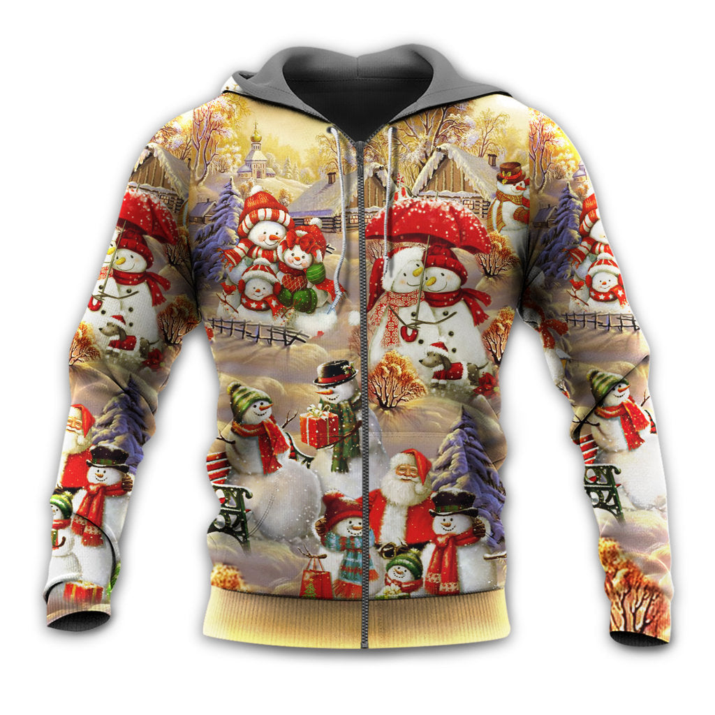 Zip Hoodie / S Christmas Snowman Couple Love Xmas - Hoodie - Owls Matrix LTD