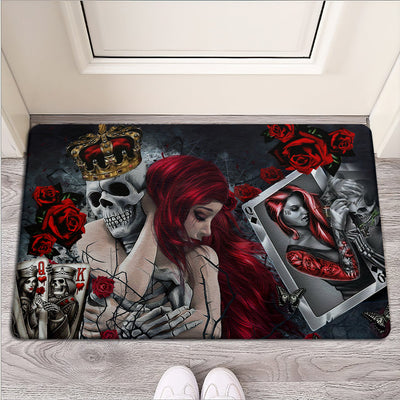 Skull Love Is Life Rose - Doormat - Owls Matrix LTD