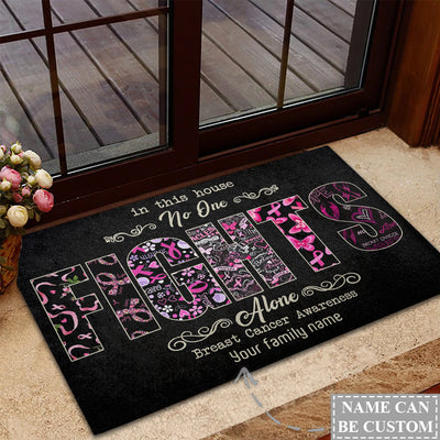 Breast Cancer In This House No One Alone Personalized - Doormat - Owls Matrix LTD
