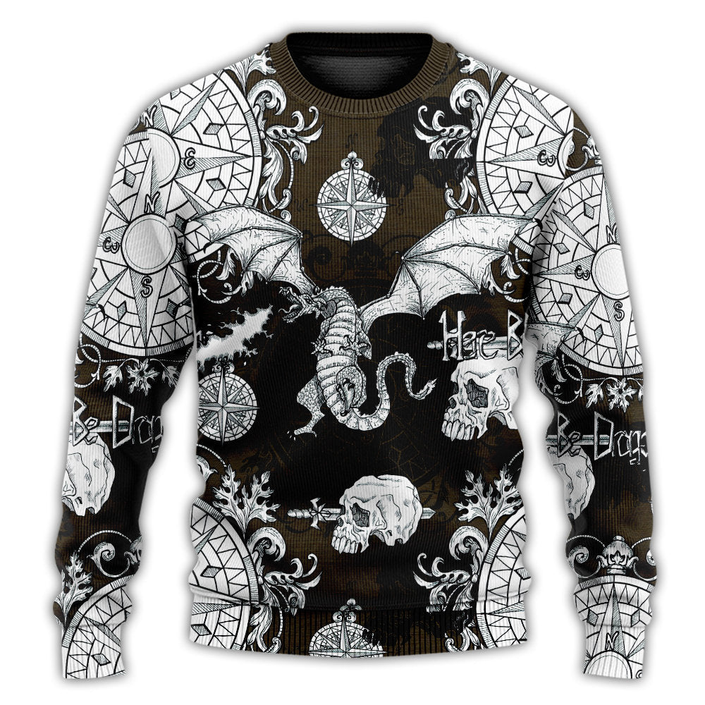 Christmas Sweater / S Dragon Flying With Skull Gothic Style - Sweater - Ugly Christmas Sweaters - Owls Matrix LTD
