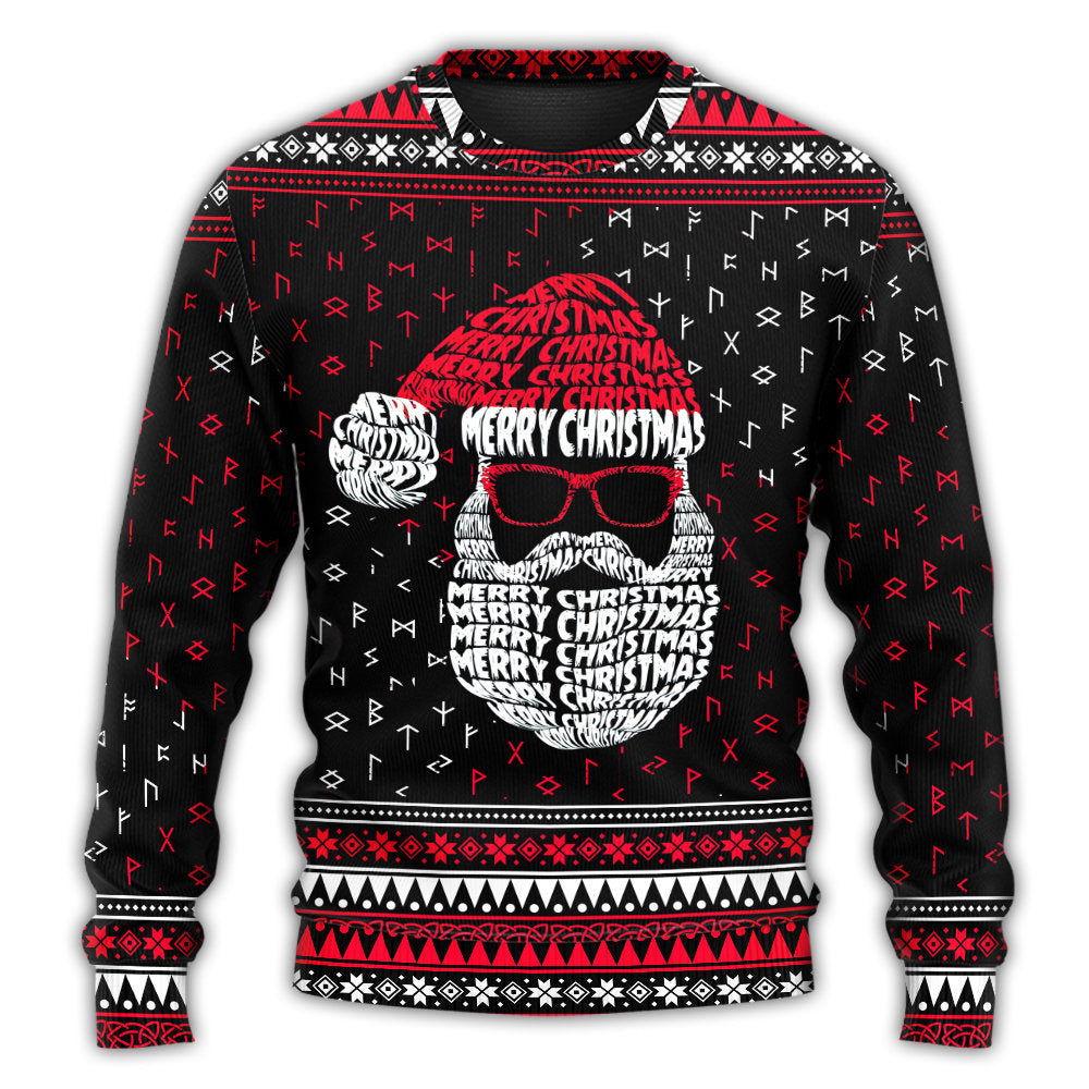 Christmas Sweater / S Christmas Santa Claus Retro Viking Pattern - Sweater - Ugly Christmas Sweaters - Owls Matrix LTD