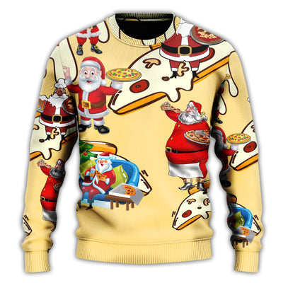 Christmas Sweater / S Christmas Santa Eating Pizza. It's Yummy - Sweater - Ugly Christmas Sweaters - Owls Matrix LTD