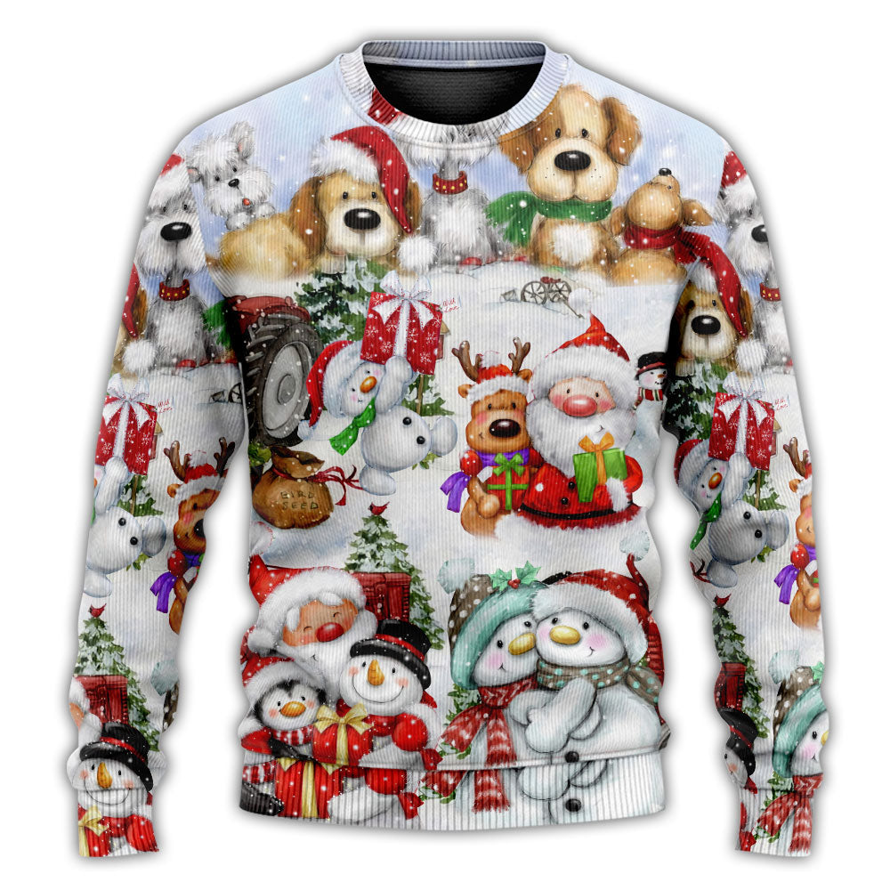 Christmas Sweater / S Santa And Snowman Christmas Happy Together - Sweater - Ugly Christmas Sweaters - Owls Matrix LTD