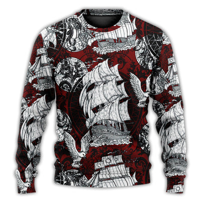 Christmas Sweater / S Sailing Ship Old Vintage Anchor Sea Life - Sweater - Ugly Christmas Sweaters - Owls Matrix LTD