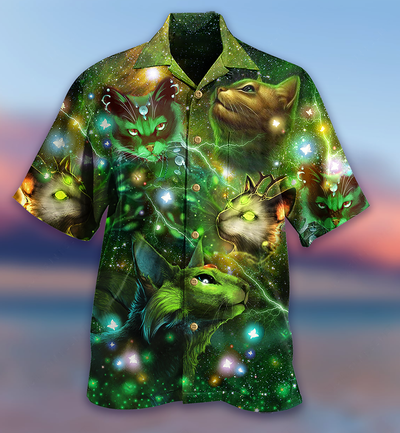 Cat Love Night And Star Mysterious - Hawaiian Shirt - Owls Matrix LTD