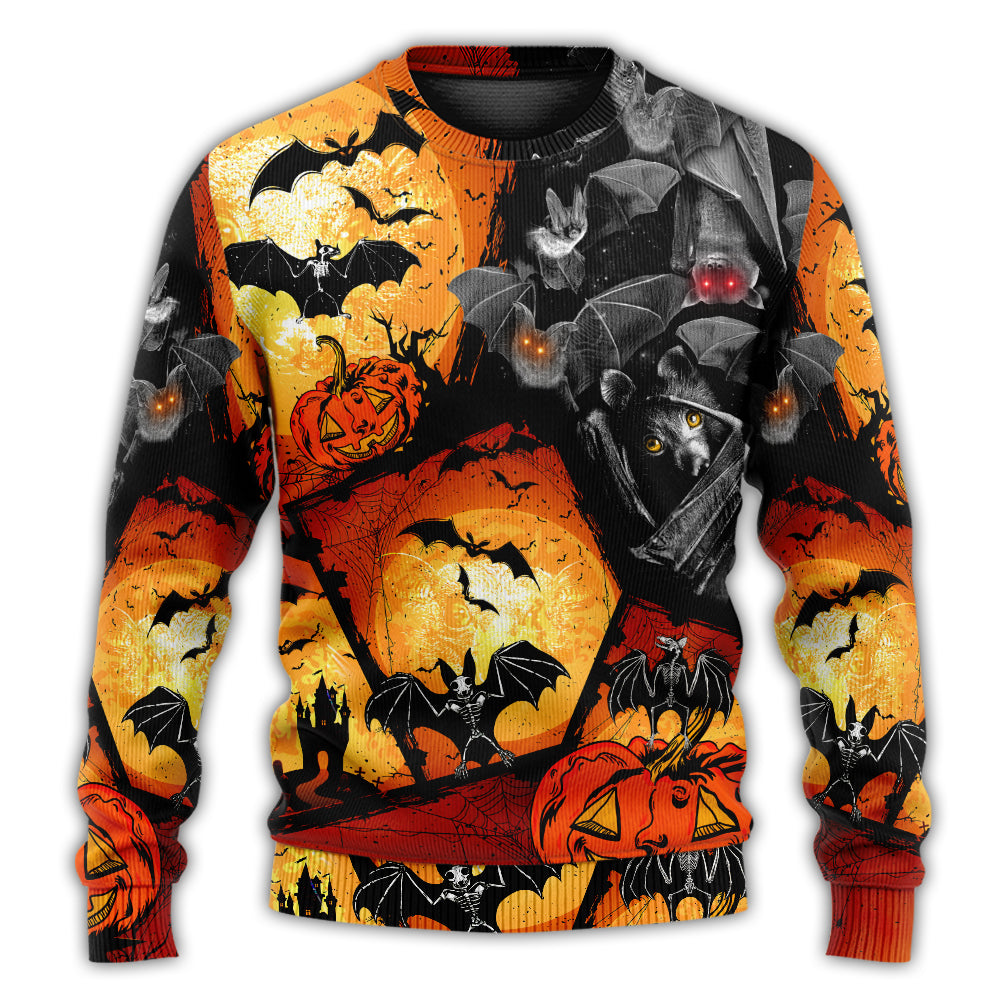 Christmas Sweater / S Halloween Bat Pumpkin Scary - Sweater - Ugly Christmas Sweaters - Owls Matrix LTD
