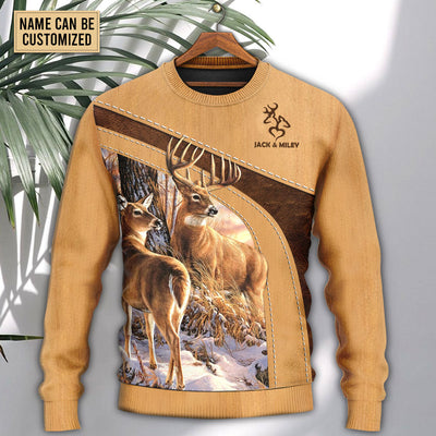 Deer Here Lives An Old Buck And His Sweet Doe Personalized - Sweater - Ugly Christmas Sweaters - Owls Matrix LTD
