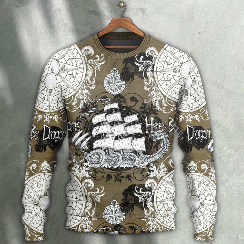 Dragon Old Ship Vintage Anchor Sea Life - Sweater - Ugly Christmas Sweaters - Owls Matrix LTD