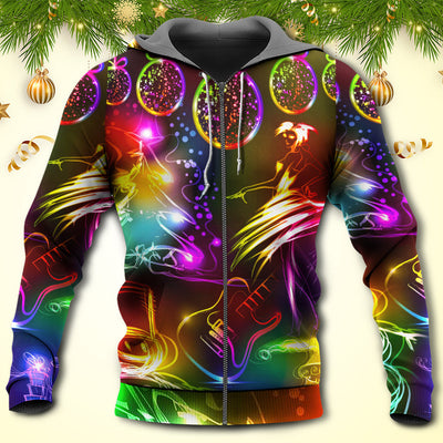 Christmas Dancing Santa Claus Tree Snowman Neon Light Style - Hoodie - Owls Matrix LTD