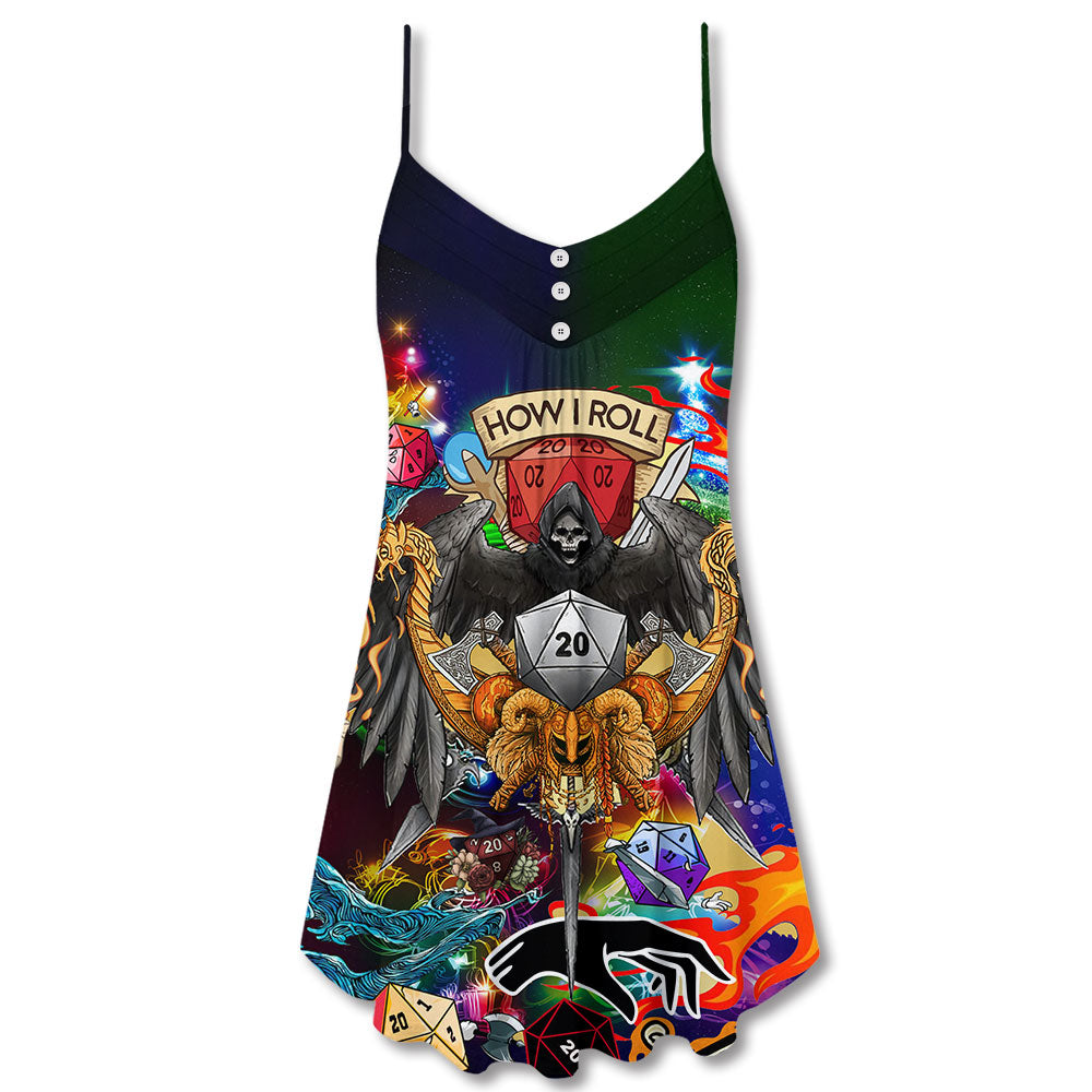 D20 Santa Merry Christmas Snow - V-neck Sleeveless Cami Dress - Owls Matrix LTD