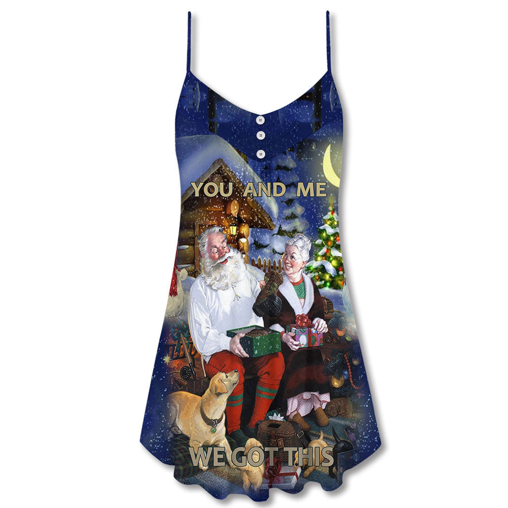 Christmas You And Me We Got This - V-neck Sleeveless Cami Dress - Owls Matrix LTD