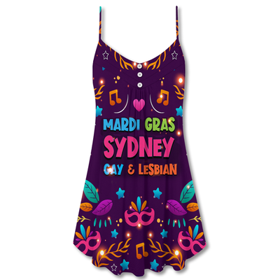 Sydney Mardi Gras Amazing Style Art - V-neck Sleeveless Cami Dress - Owls Matrix LTD