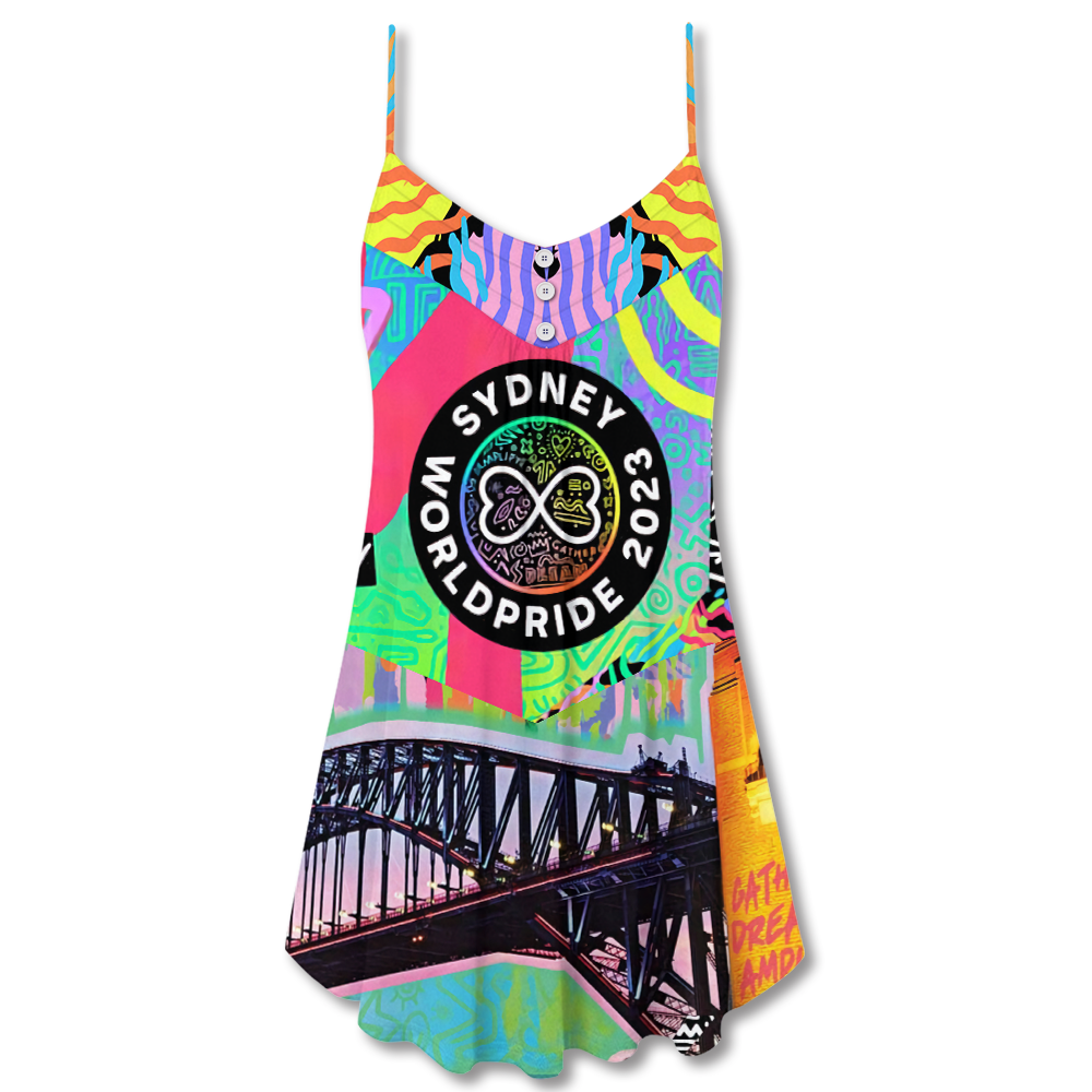 Sydney Mardi Gras Event 2023 - V-neck Sleeveless Cami Dress - Owls Matrix LTD