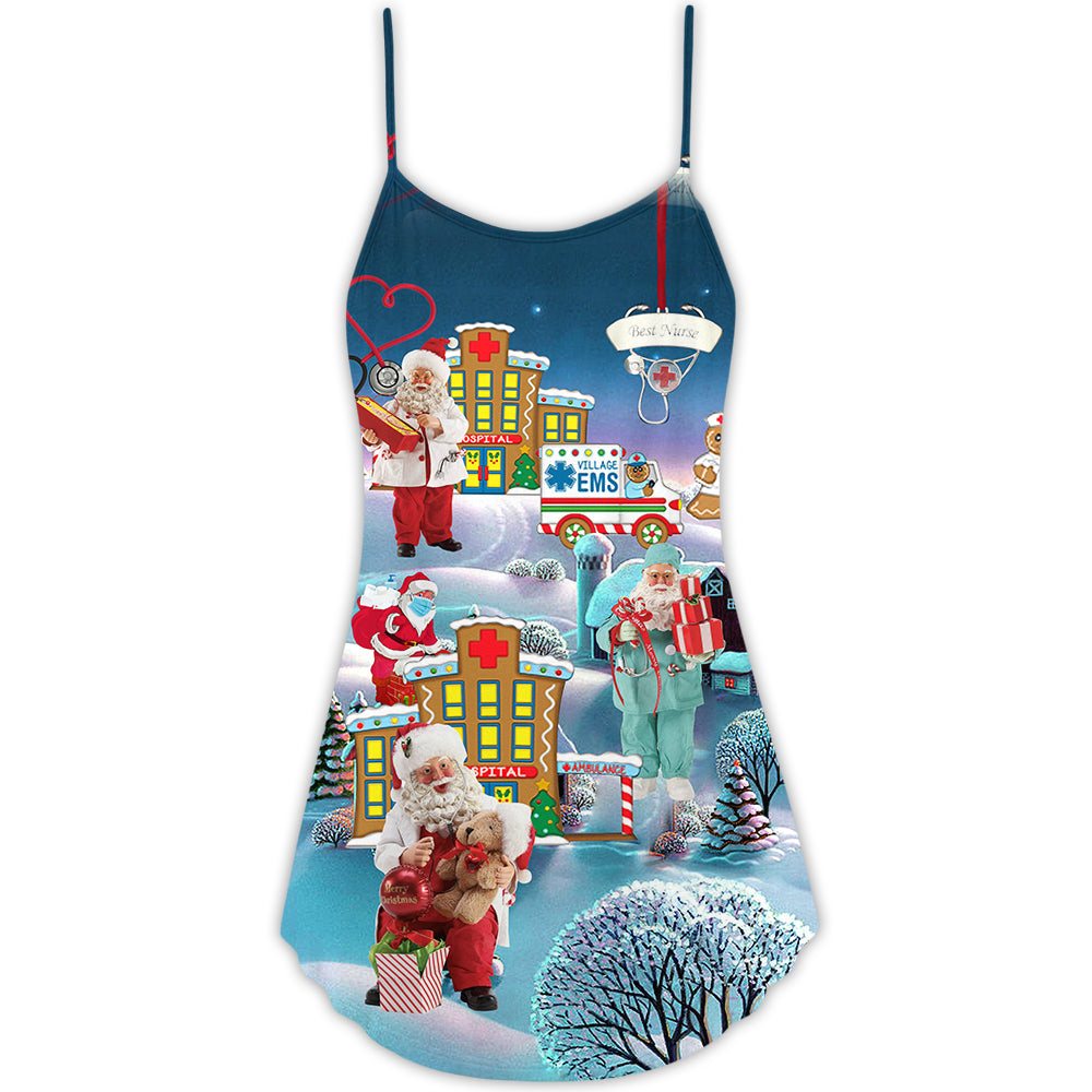 Christmas You're Hero Doctor Nurse Santa Health Care - V-neck Sleeveless Cami Dress - Owls Matrix LTD