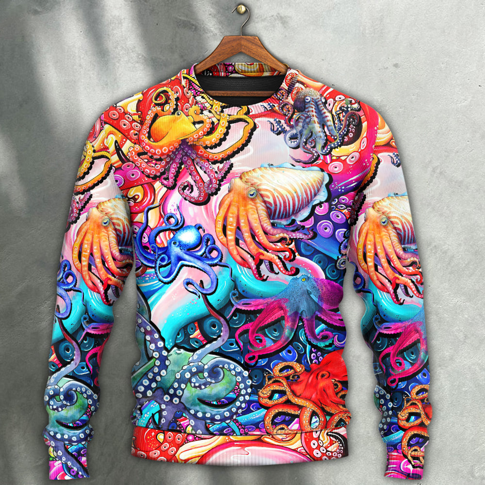Octopus Colorful Lover Art Style - Sweater - Ugly Christmas Sweaters - Owls Matrix LTD