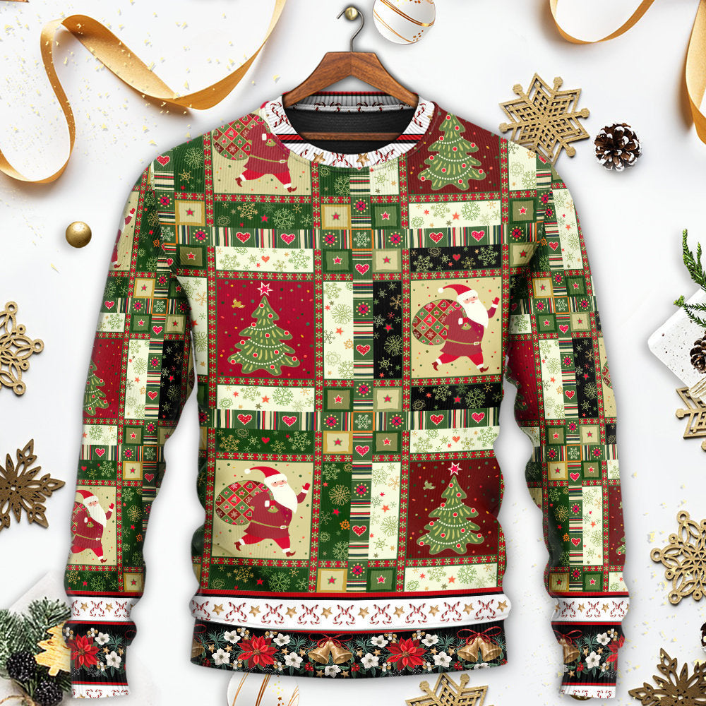 Christmas Santa And Fir-tree - Sweater - Ugly Christmas Sweaters - Owls Matrix LTD