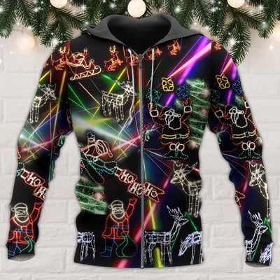 Christmas Tree Neon Art And Snowman - Hoodie - Owls Matrix LTD