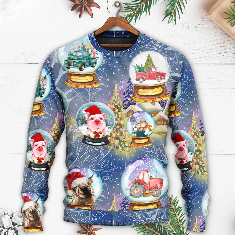 Christmas Farmer Xmas Funny Global - Sweater - Ugly Christmas Sweaters - Owls Matrix LTD