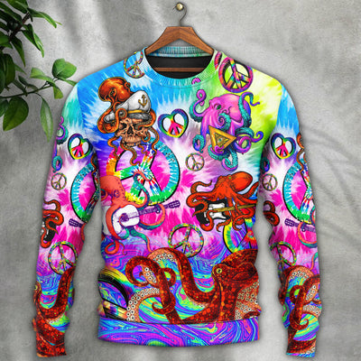 Hippie Funny Octopus Colorful Happy Tie Dye Art Style - Sweater - Ugly Christmas Sweaters - Owls Matrix LTD