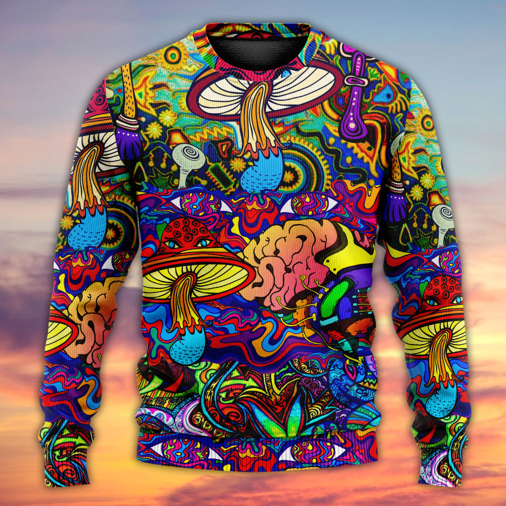 Hippie Mushroom Colorful Lover - Sweater - Ugly Christmas Sweaters - Owls Matrix LTD