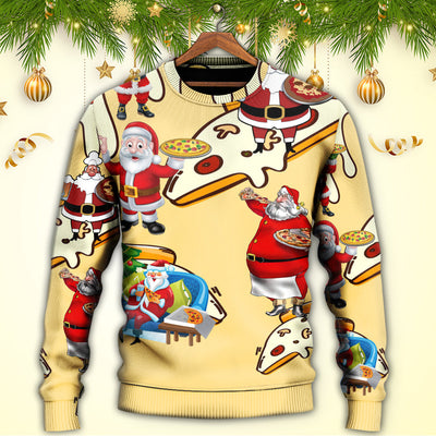 Christmas Santa Eating Pizza. It's Yummy - Sweater - Ugly Christmas Sweaters - Owls Matrix LTD