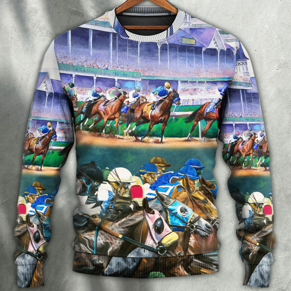 Horse Racing Lover We Love Amazing - Sweater - Ugly Christmas Sweaters - Owls Matrix LTD