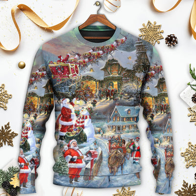 Christmas Wonderful Time Of The Year Santa Claus Coming - Sweater - Ugly Christmas Sweaters - Owls Matrix LTD