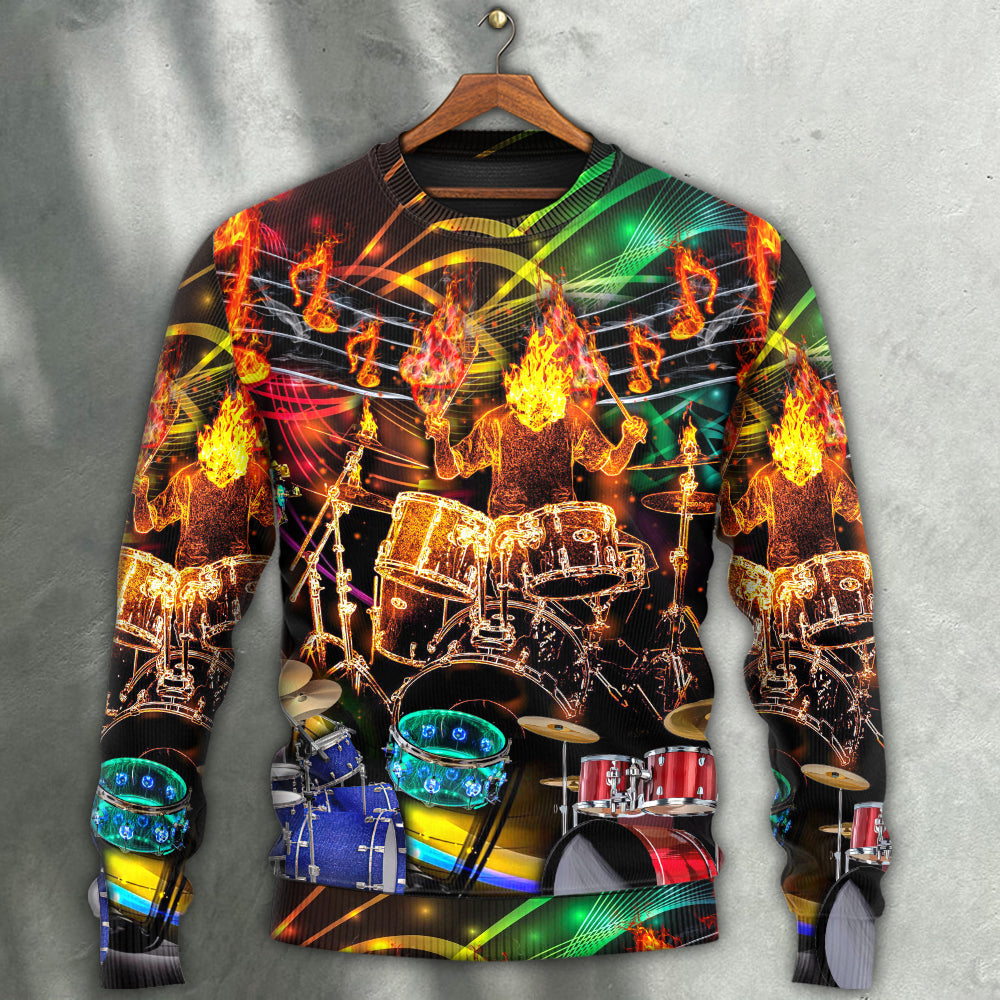 Drum Is My Life Light Colorful Style - Sweater - Ugly Christmas Sweaters - Owls Matrix LTD