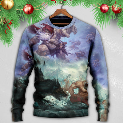 Christmas Santa Dark World Battle - Sweater - Ugly Christmas Sweaters - Owls Matrix LTD