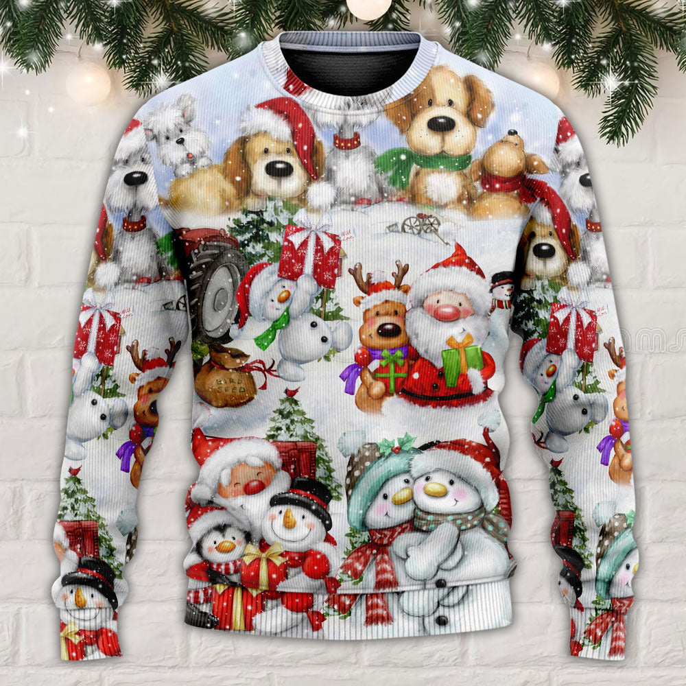Santa And Snowman Christmas Happy Together - Sweater - Ugly Christmas Sweaters - Owls Matrix LTD
