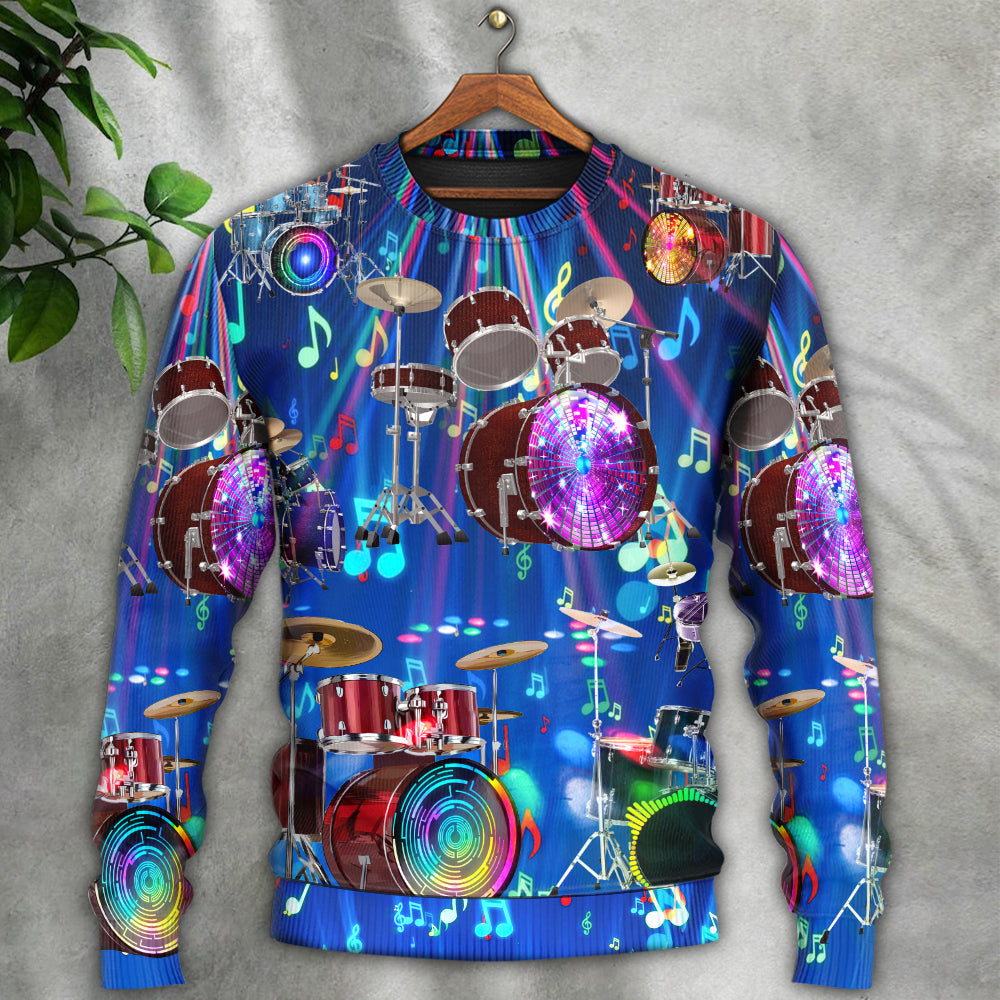 Drum Is My Life Light Neon Style - Sweater - Ugly Christmas Sweaters - Owls Matrix LTD