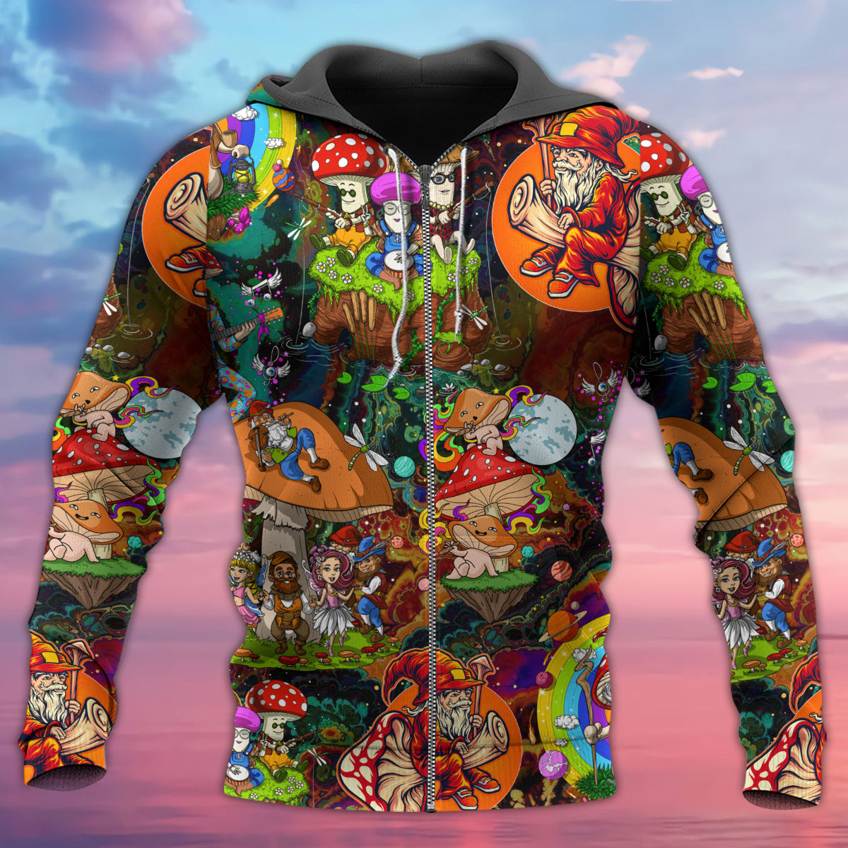 Hippie Mushroom Trippy Colorful Lover - Hoodie - Owls Matrix LTD