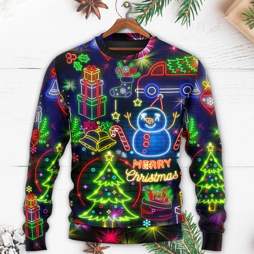 Christmas Bright Neon Lighting - Sweater - Ugly Christmas Sweaters - Owls Matrix LTD