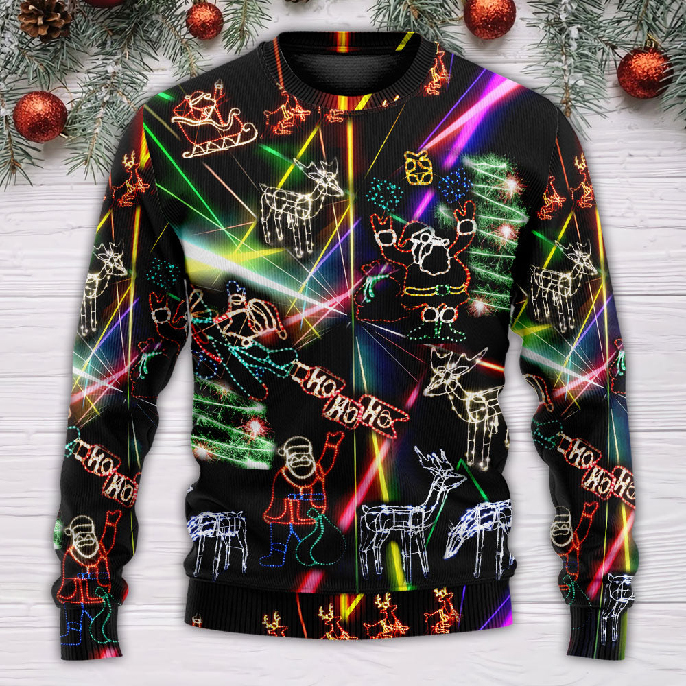 Christmas Tree Neon Art And Snowman - Sweater - Ugly Christmas Sweaters - Owls Matrix LTD